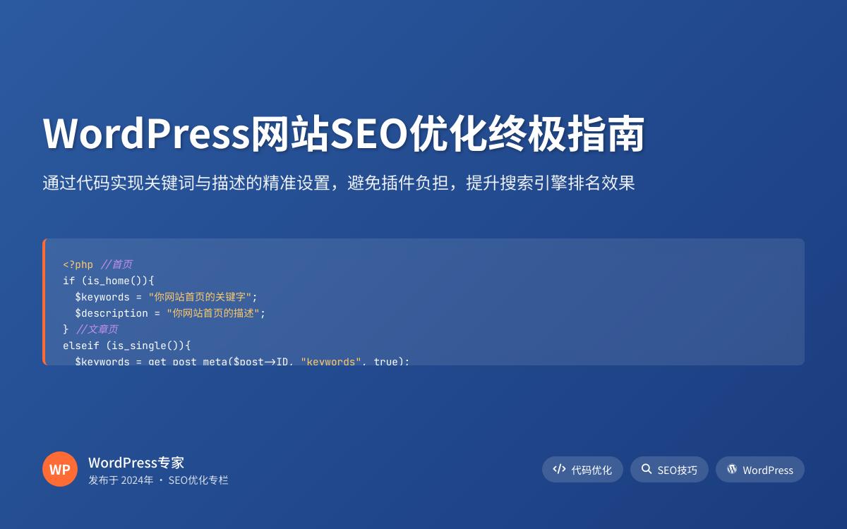 如何免插件为WordPress首页、文章、分类等页面添加关键词和描述技术教程主机格调 如何免插件为WordPress首页、文章、分类等页面添加关键词和描述技术教程主机格调