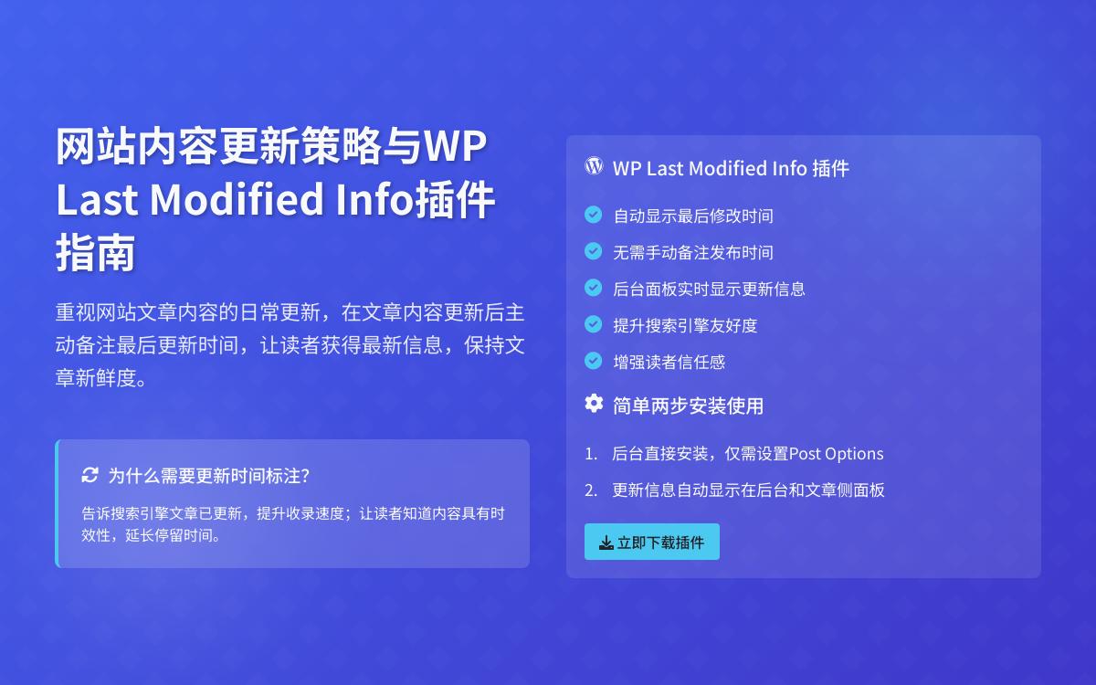 WordPress 插件:WP Last Modified Info 告诉搜索引擎文章已更新技术教程主机格调 WordPress 插件:WP Last Modified Info 告诉搜索引擎文章已更新技术教程主机格调