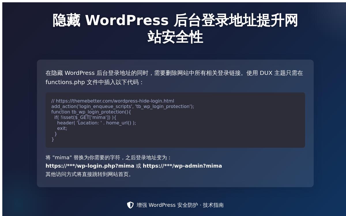WordPress隐藏后台登录地址的最简单方法技术教程主机格调