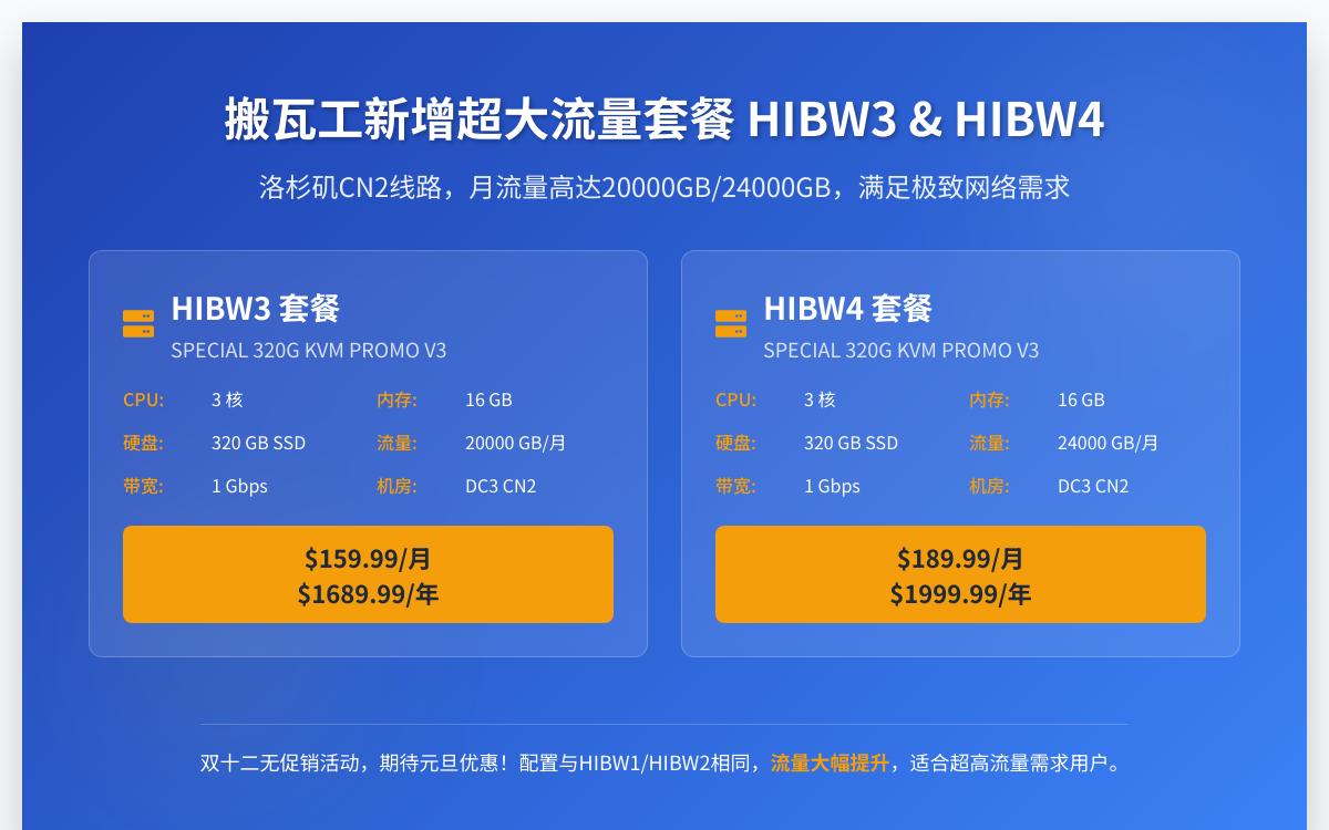 搬瓦工新上洛杉矶CN2超大流量VPS,HIBW3/HIBW4,最高24TB/CN2线路优惠促销主机格调 搬瓦工新上洛杉矶CN2超大流量VPS,HIBW3/HIBW4,最高24TB/CN2线路优惠促销主机格调