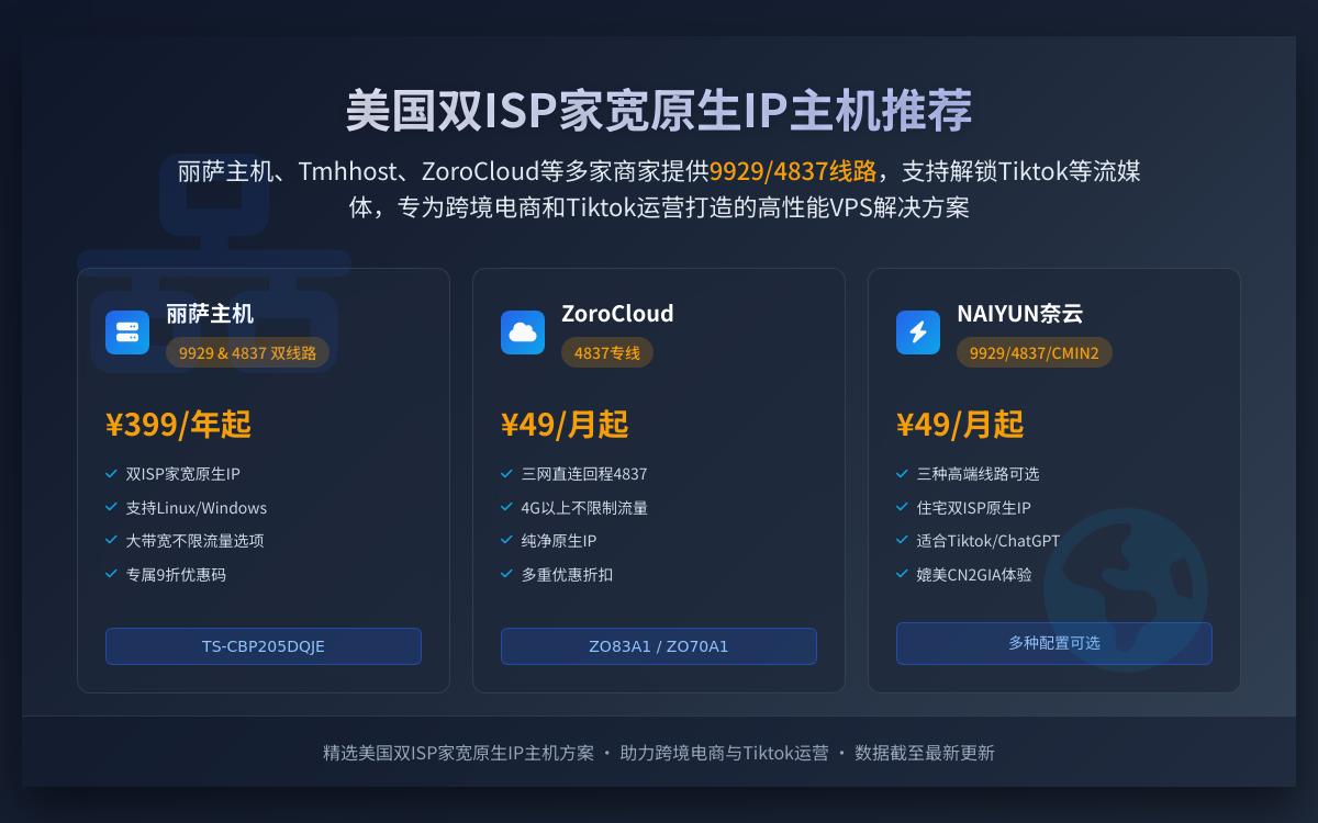 2025年几个美国双ISP家宽原生IP VPS 商家推荐,美国原生纯净IP/支持解锁 ChatGPT 和 Tiktok 等流媒体优惠促销主机格调 2025年几个美国双ISP家宽原生IP VPS 商家推荐,美国原生纯净IP/支持解锁 ChatGPT 和 Tiktok 等流媒体优惠促销主机格调