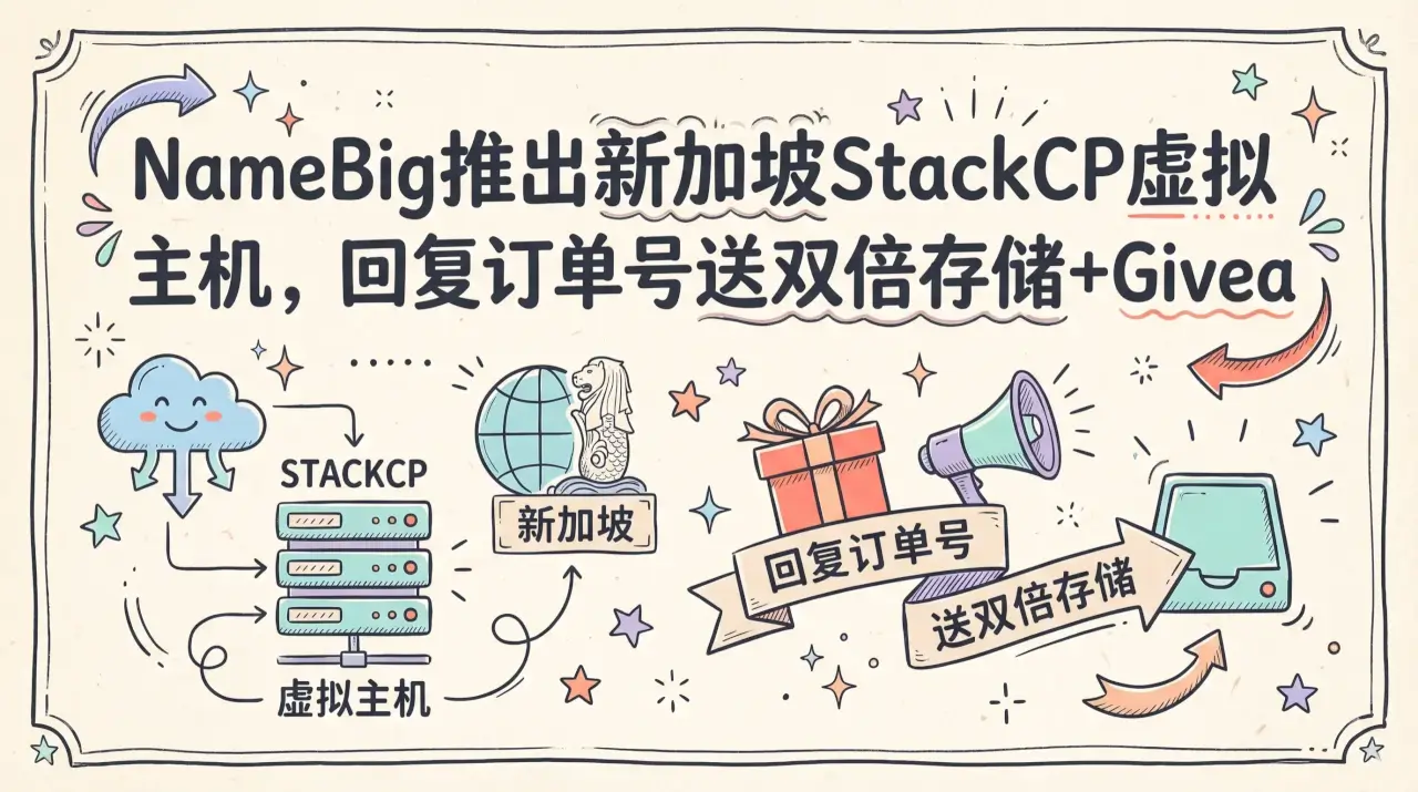 NameBig推出新加坡StackCP虚拟主机，回复订单号送双倍存储+Giveaway，年付$4.99起优惠促销主机格调