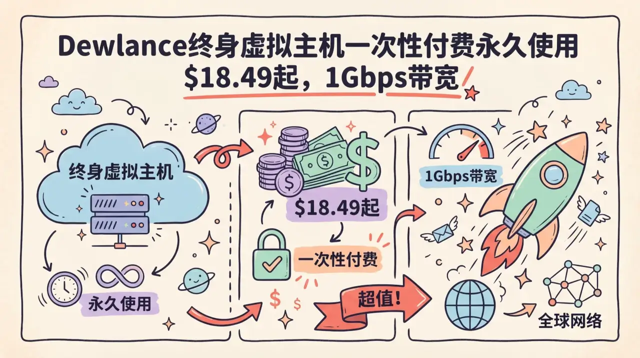 Dewlance终身虚拟主机一次性付费永久使用 $18.49起，1Gbps带宽/NVMe硬盘，可选美国/英国机房优惠促销主机格调