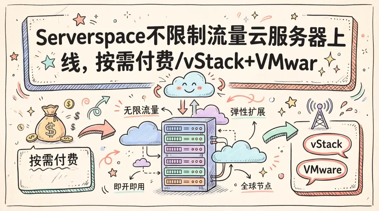 Serverspace不限制流量云服务器上线，按需付费/vStack+VMware/可选美国荷兰巴西加拿大哈萨克斯坦，$5.82/月起优惠促销主机格调