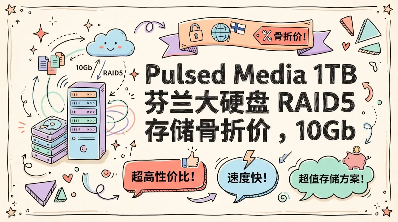 Pulsed Media 1TB 芬兰大硬盘 RAID5 存储骨折价 ，10Gbps/免费VPN，年付€9.99优惠促销主机格调