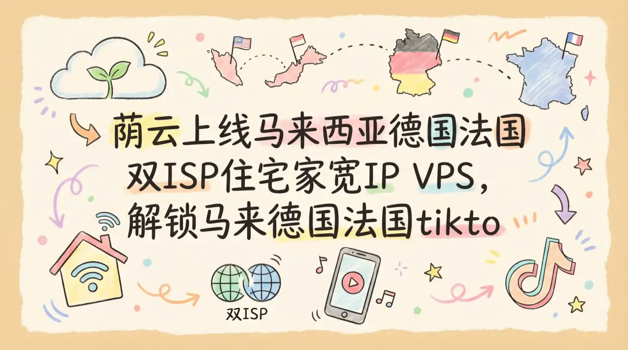 荫云上线马来西亚德国法国双ISP住宅家宽IP VPS，解锁马来德国法国tiktok奈飞和油管等流媒体，$12/月起优惠促销主机格调