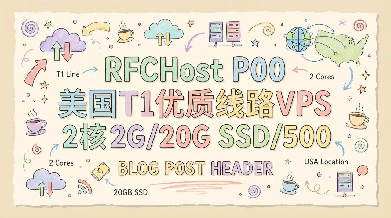 RFCHost PO0 美国T1优质线路VPS 2核2G/20G SSD/500G流量/200Mbps带宽/$6.9月起优惠促销主机格调