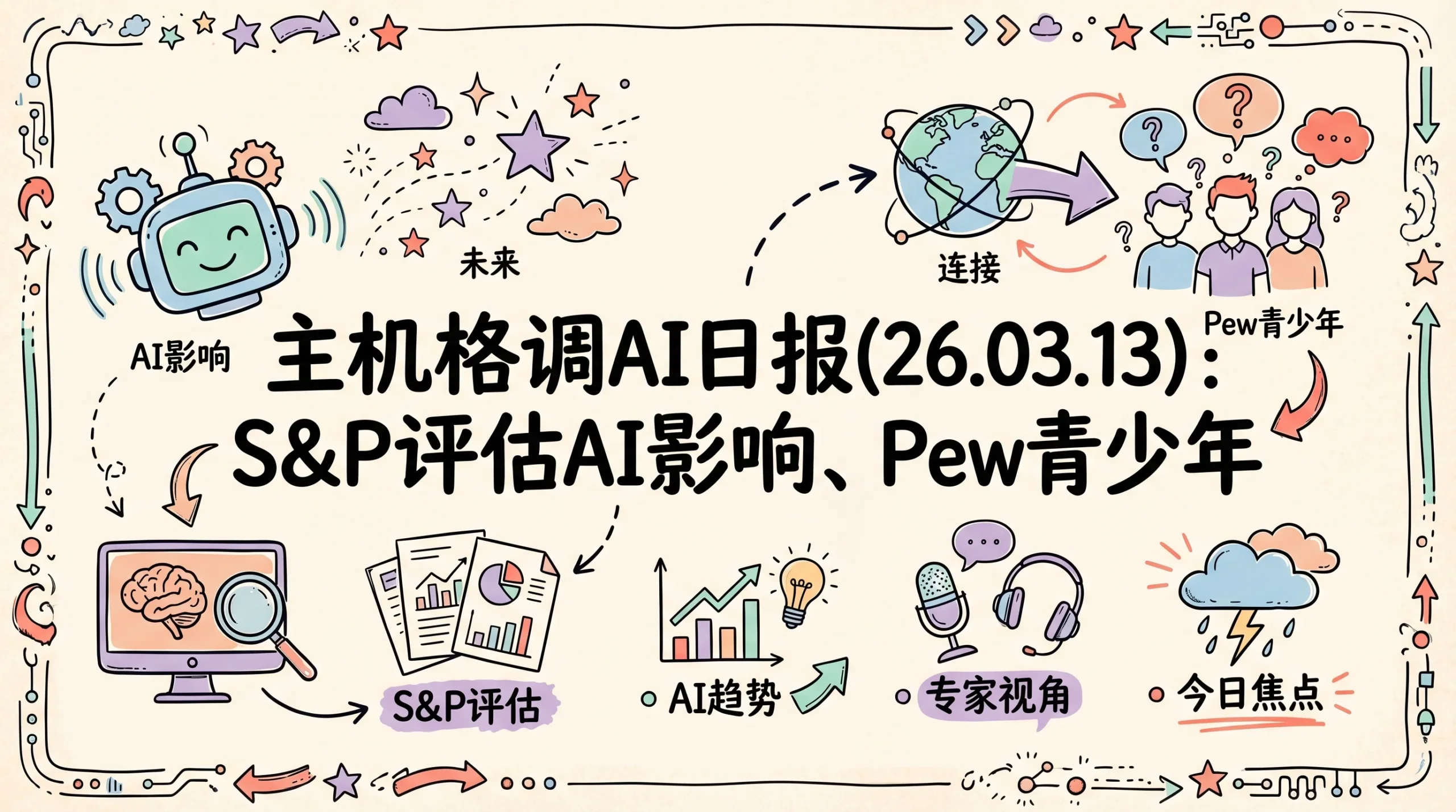 主机格调AI日报(26.03.13)：S&P评估AI影响、Pew青少年AI使用调查、NVIDIA开源投资计划优惠促销主机格调