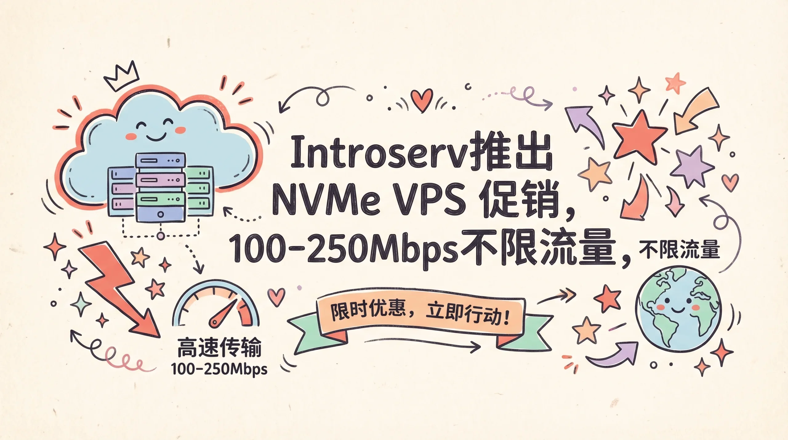 Introserv推出 NVMe VPS 促销，100-250Mbps不限流量，可选美国/英国/德国/荷兰/法国/波兰 6机房，月付 €4 起优惠促销主机格调