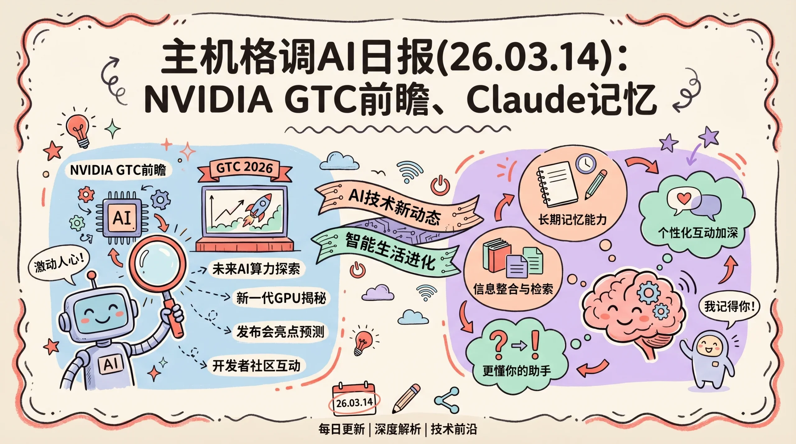 主机格调AI日报(26.03.14)：NVIDIA GTC前瞻、Claude记忆免费、AI安全沙盒开源优惠促销主机格调
