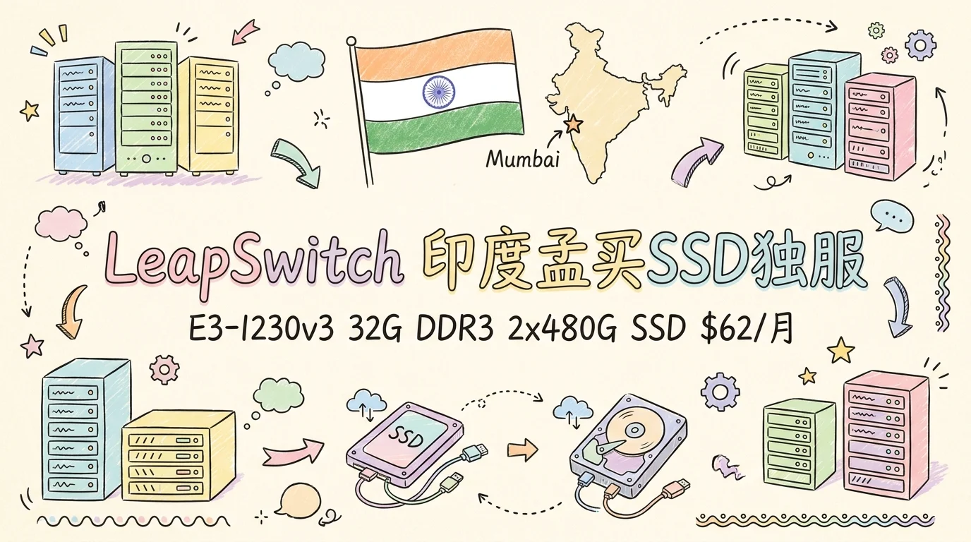 LeapSwitch 印度孟买 SSD 独服 $62/月，E3-1230v3/32G DDR3/2×480G SSD/10TB流量优惠促销主机格调
