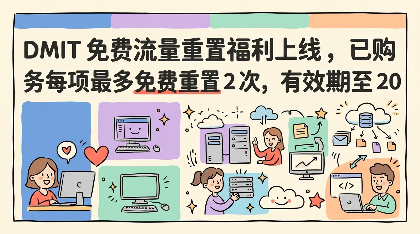 DMIT 免费流量重置福利上线,已购服务每项最多免费重置 2 次,有效期至 2026 年底优惠促销主机格调 DMIT 免费流量重置福利上线,已购服务每项最多免费重置 2 次,有效期至 2026 年底优惠促销主机格调