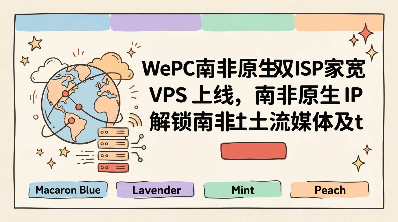 WePC 南非原生双ISP家宽 VPS 上线，南非原生IP解锁南非本土流媒体及tiktok视频，月付 22.41 澳元起优惠促销主机格调