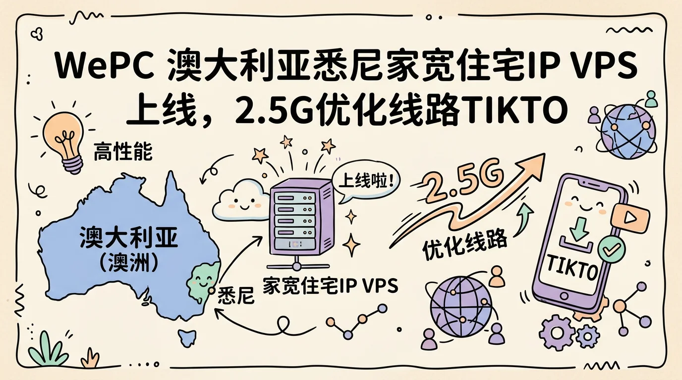 WePC 澳大利亚悉尼家宽住宅IPIP VPS 上线，2.5G优化线路TIKTOK视频/支持Instagram直播无需中转，月付 AUD$24.90优惠促销主机格调