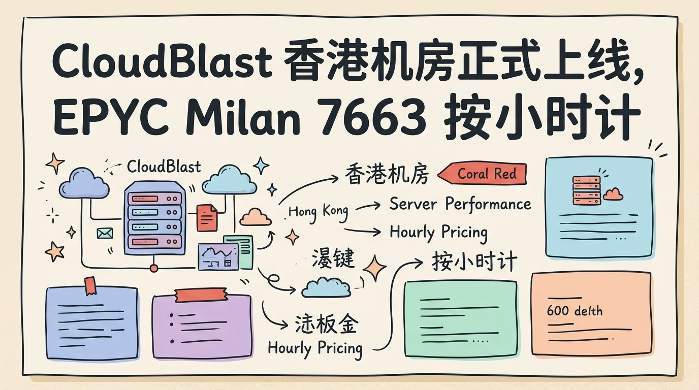 CloudBlast 香港机房正式上线,EPYC Milan 7663 按小时计费 VPS,10Gbps 端口,月付 €3.6 起优惠促销主机格调 CloudBlast 香港机房正式上线,EPYC Milan 7663 按小时计费 VPS,10Gbps 端口,月付 €3.6 起优惠促销主机格调