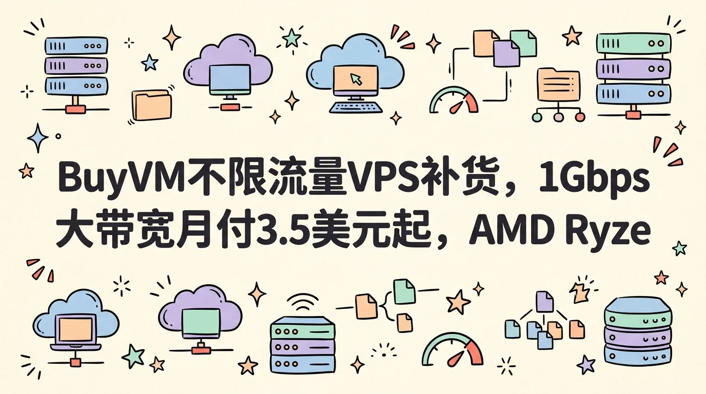 BuyVM不限流量VPS补货，1Gbps大带宽月付3.5美元起，AMD Ryzen处理器，拉斯维加斯/纽约/迈阿密/卢森堡机房AI快讯主机格调