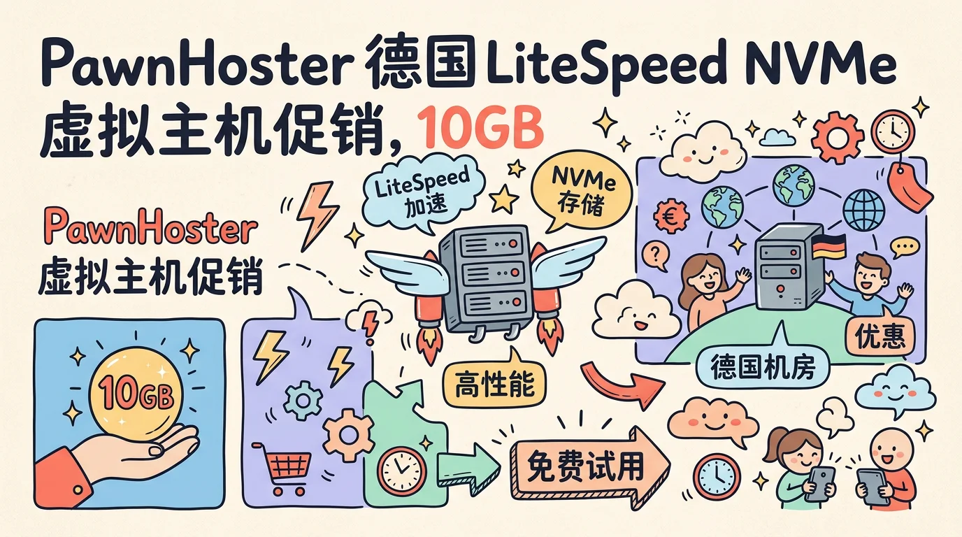 PawnHoster 德国 LiteSpeed NVMe 虚拟主机促销,10GB 空间+cPanel+首年免费域名,$0.95/月起优惠促销主机格调 PawnHoster 德国 LiteSpeed NVMe 虚拟主机促销,10GB 空间+cPanel+首年免费域名,$0.95/月起优惠促销主机格调