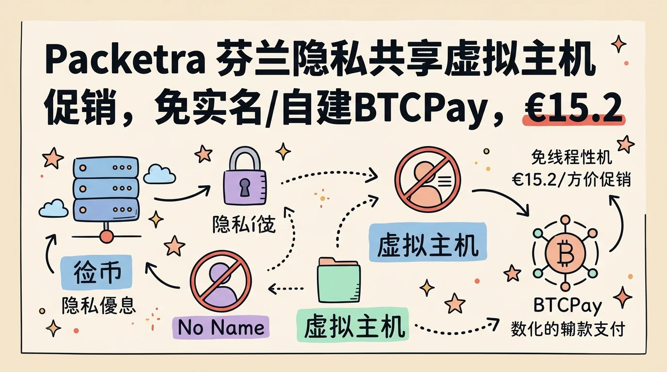 Packetra 芬兰隐私共享虚拟主机促销，免实名/自建BTCPay，€15.21/季度优惠促销主机格调