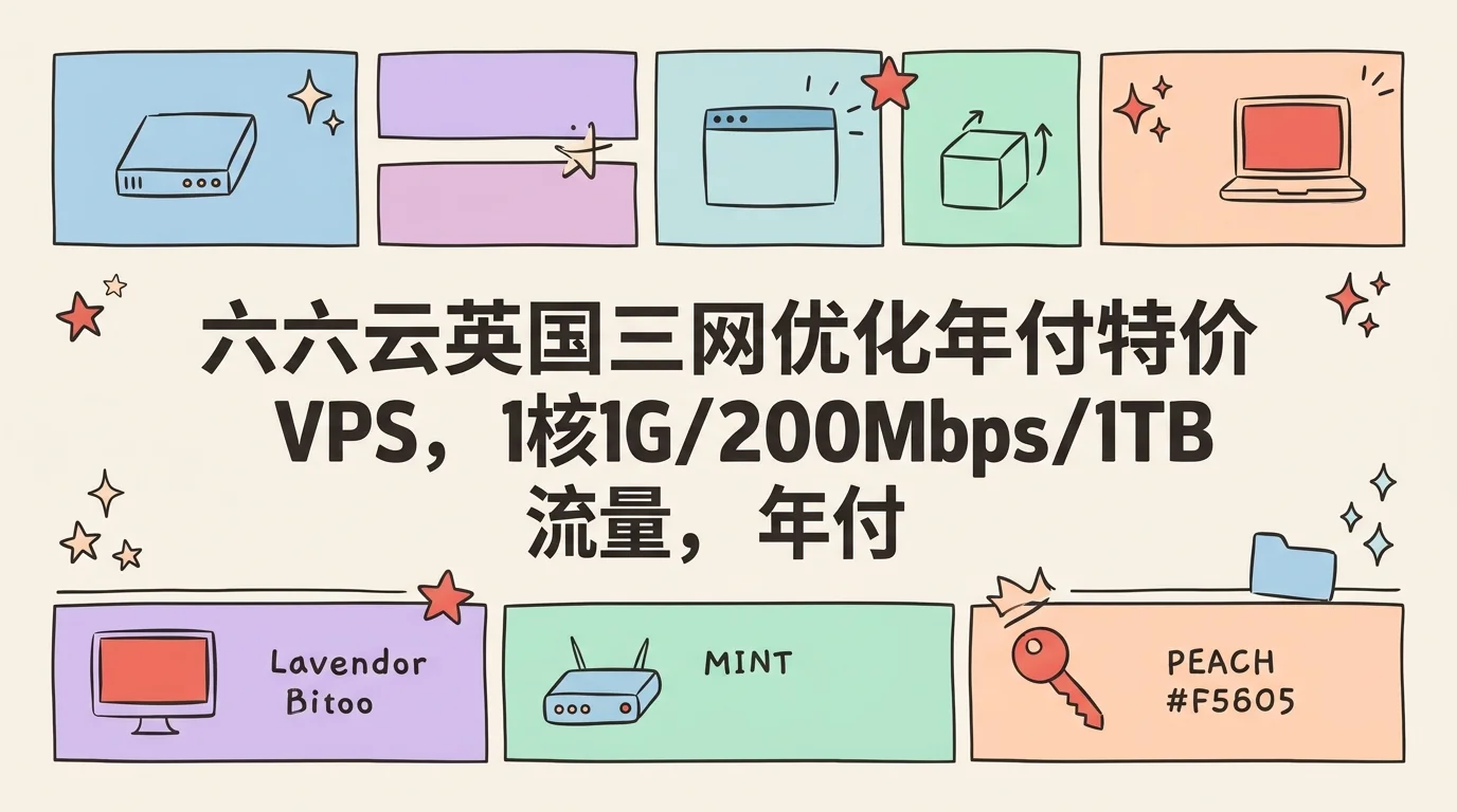 六六云英国三网优化年付特价 VPS,1核1G/200Mbps/1TB 流量,年付仅 299 元限量 66 个优惠促销主机格调 六六云英国三网优化年付特价 VPS,1核1G/200Mbps/1TB 流量,年付仅 299 元限量 66 个优惠促销主机格调