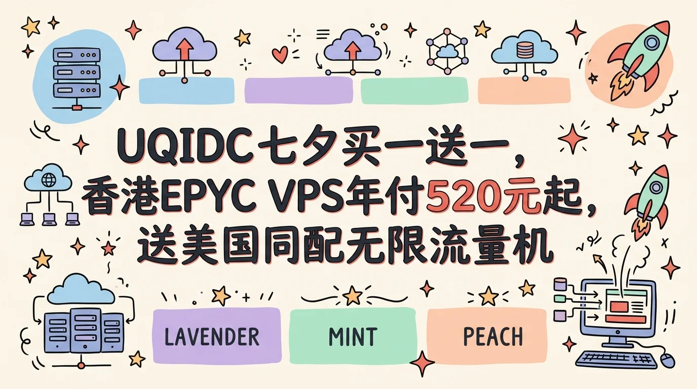 UQIDC 七夕买一送一,香港EPYC VPS年付520元起送美国同配无限流量机器优惠促销主机格调 UQIDC 七夕买一送一,香港EPYC VPS年付520元起送美国同配无限流量机器优惠促销主机格调