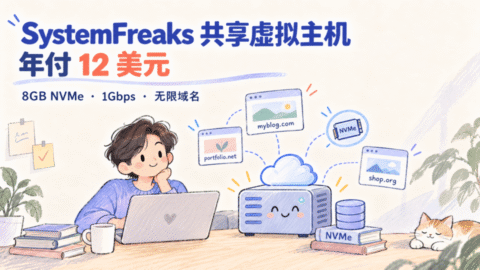 SystemFreaks不限制流量共享虚拟主机，1Gbps带宽/回帖送2G容量，年付 12 美元