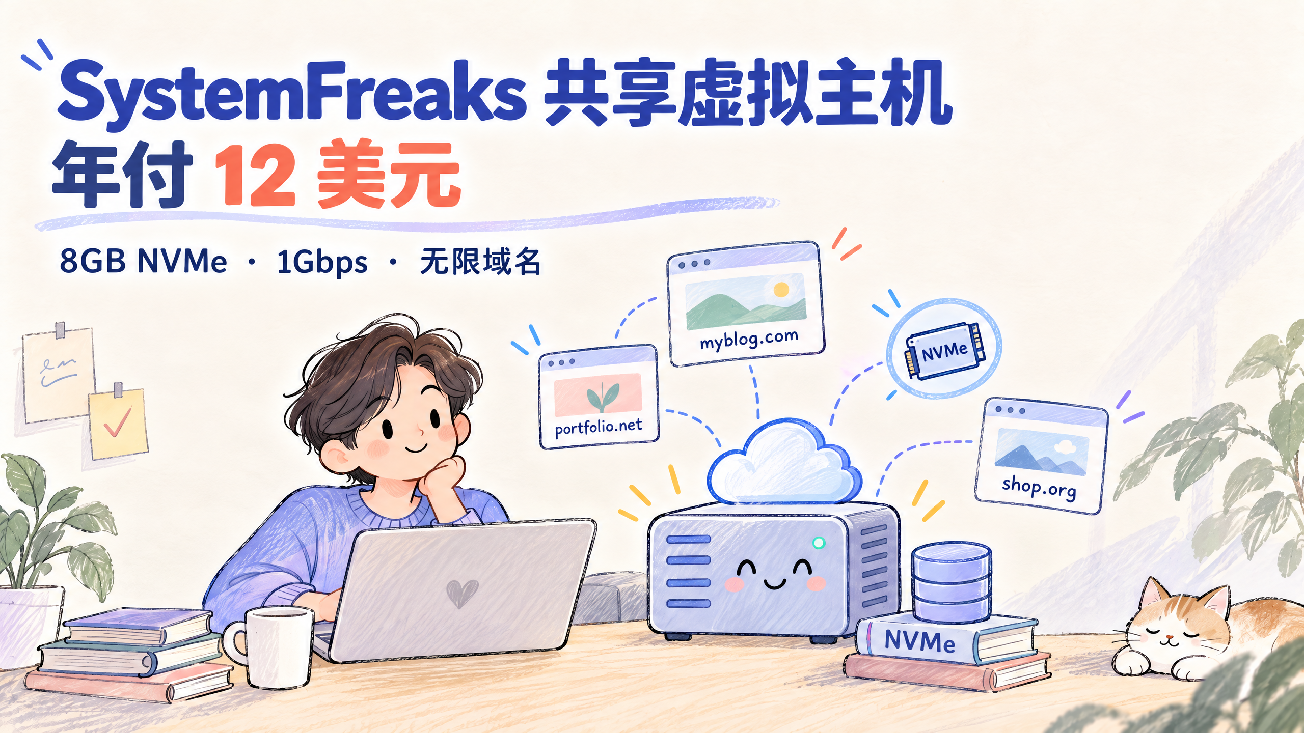 SystemFreaks不限制流量共享虚拟主机,1Gbps带宽/回帖送2G容量,年付 12 美元 SystemFreaks不限制流量共享虚拟主机,1Gbps带宽/回帖送2G容量,年付 12 美元