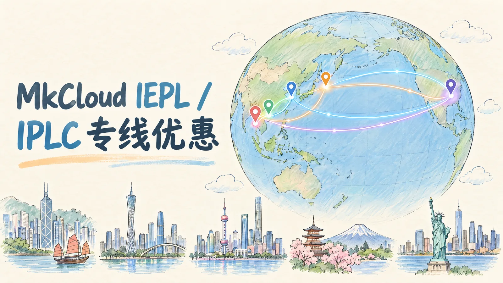 Mkcloud广港IEPL/沪日IPLC/沪美IPLC九折优惠，月付179元起，共享或独享带宽